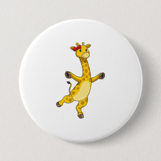 Giraffe met lint ronde button 7,6 cm (Voorkant)