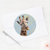 Giraffe met meisjesnaam ronde sticker (Envelop)