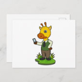 Giraffe met mobiele briefkaart (Voorkant / Achterkant)
