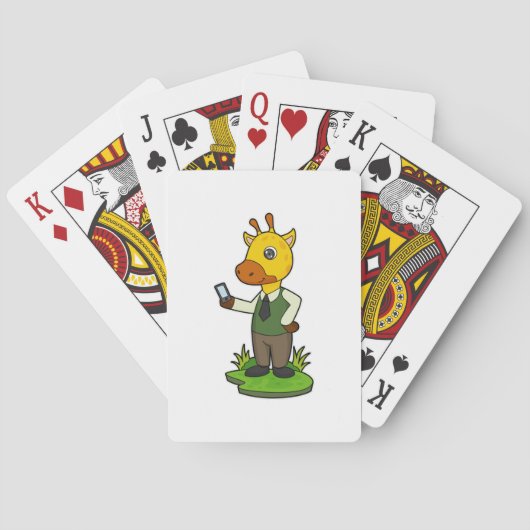 Giraffe met mobiele pokerkaarten (Achterkant)