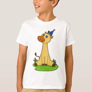 Giraffe met pet van de partij t-shirt