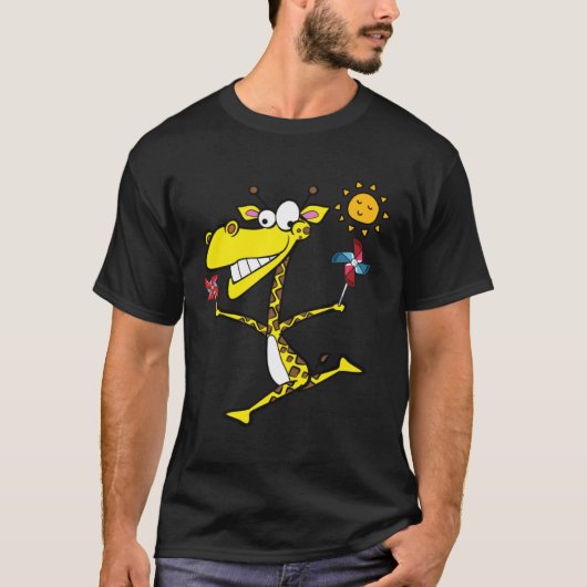 Giraffe met pinwheels t-shirt (Voorkant)