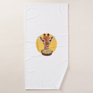 Giraffe met popcorn Cartoon dierlijke Humor Badhanddoek