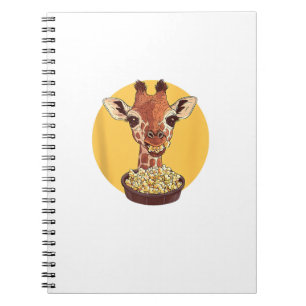 Giraffe met popcorn Cartoon dierlijke Humor Notitieboek