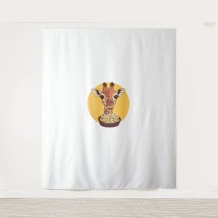 Giraffe met popcorn Cartoon dierlijke Humor Wandkleed