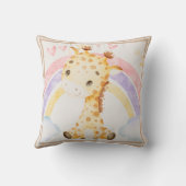 Giraffe met Rainbow Puffy Clouds Hearts Kussen (Achterkant)