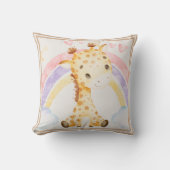 Giraffe met Rainbow Puffy Clouds Hearts Kussen (Voorkant)