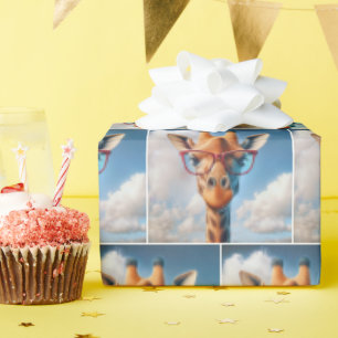 Giraffe met rode bril cadeaupapier