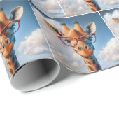 Giraffe met rode bril cadeaupapier (Rol Hoek)