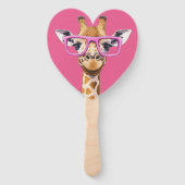 Giraffe met roze bril Favors Handwaaier (Achterkant)