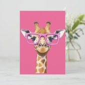 Giraffe met roze bril kaart (Staand voorkant)