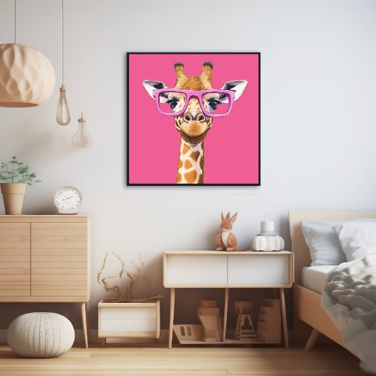 Giraffe met roze bril Poster