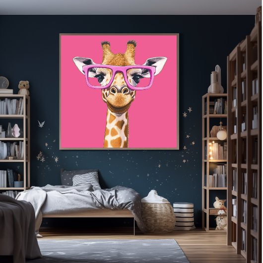 Giraffe met roze bril Poster