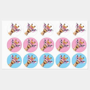 Giraffe met Roze Bril Sticker Set Schattig Dier