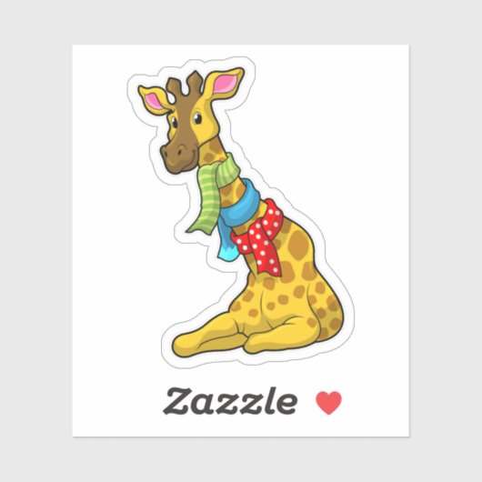 Giraffe met Scarf Sticker (Vel)