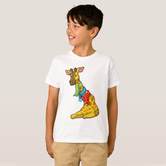 Giraffe met Scarf T-shirt (Voorkant volledig)
