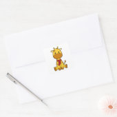 Giraffe met Scarf Vierkante Sticker (Envelop)