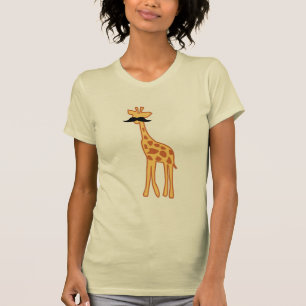 Giraffe met snor t-shirt