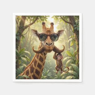 Giraffe Met Snorhaar en Aap Servet