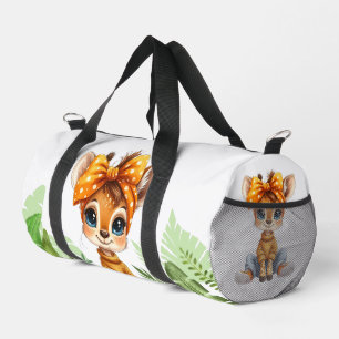 Giraffe met strik met polka stippen in de jungle plunjezak