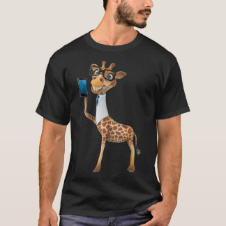 Giraffe met telefoon t-shirt