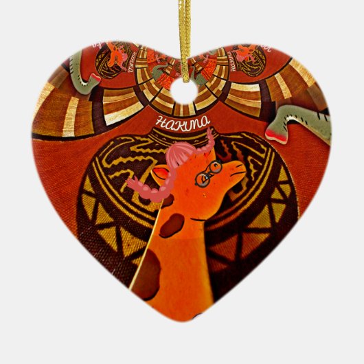 Giraffe met twee ponytails kunst keramisch ornament (Voorkant)