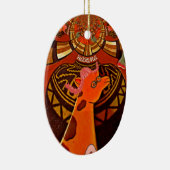 Giraffe met twee ponytails kunst keramisch ornament (Rechts)