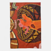 Giraffe met twee ponytails kunst theedoek (Verticaal)