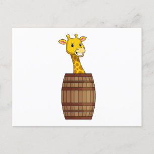 Giraffe met vat briefkaart
