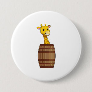 Giraffe met vat ronde button 7,6 cm