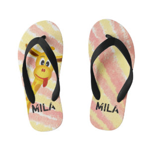 Giraffe met veel kleuren kinder teenslippers