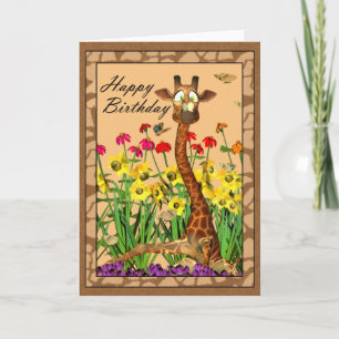 Giraffe met vlinder op de neusverjaardagskaart kaart