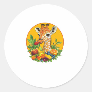 Giraffe met vruchten Natuur Harmonie Ronde Sticker