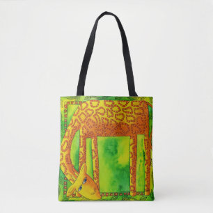 Giraffe met waterverfpatroon draagtas