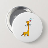 Giraffe met wolken ronde button 7,6 cm (Voorkant /achterkant)