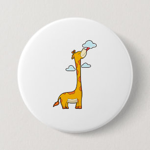 Giraffe met wolken ronde button 7,6 cm
