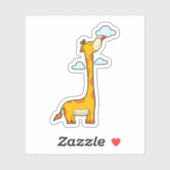 Giraffe met wolken sticker (Vel)