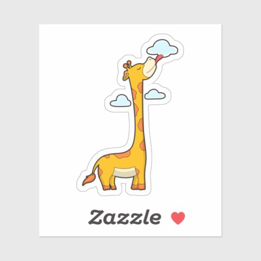 Giraffe met wolken sticker (Vel)