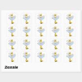 Giraffe met wolken vierkante sticker (Vel)