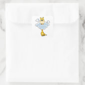 Giraffe met wolken vierkante sticker (Tas)