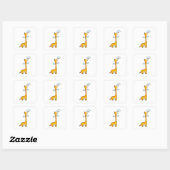 Giraffe met wolken vierkante sticker (Vel)