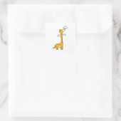 Giraffe met wolken vierkante sticker (Tas)