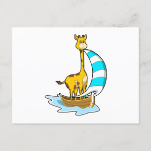 Giraffe met zeilboot briefkaart