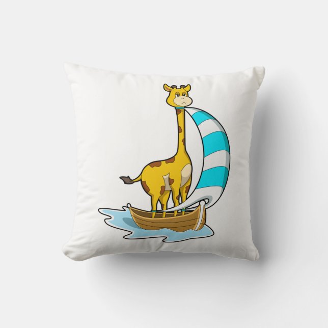Giraffe met zeilboot kussen (Voorkant)
