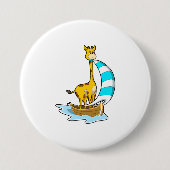 Giraffe met zeilboot ronde button 7,6 cm (Voorkant)