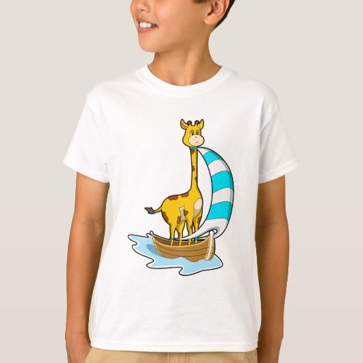 Giraffe met zeilboot t-shirt (Voorkant)