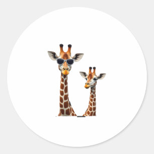 Giraffe met zonnebril Jungle Safari Dier Giraf Ronde Sticker