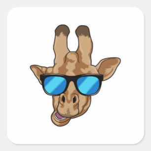Giraffe met zonnebril vierkante sticker