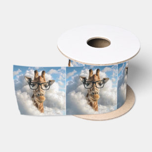 Giraffe met Zwarte Bril in Wolken Lint