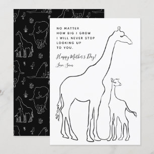 Giraffe minimaliste Baby Line Art carte de fête de
